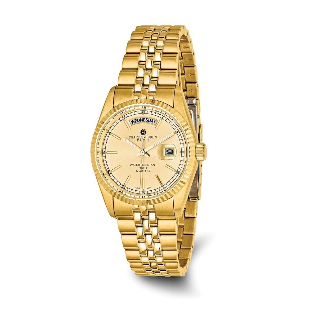 Kazi Luxury Mens Charles Hubert IP-plated Champagne Dial Watch